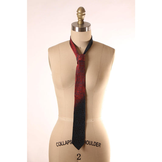 1970s Red and Blue Ombre Fade Swirl Necktie Tie by Wembley