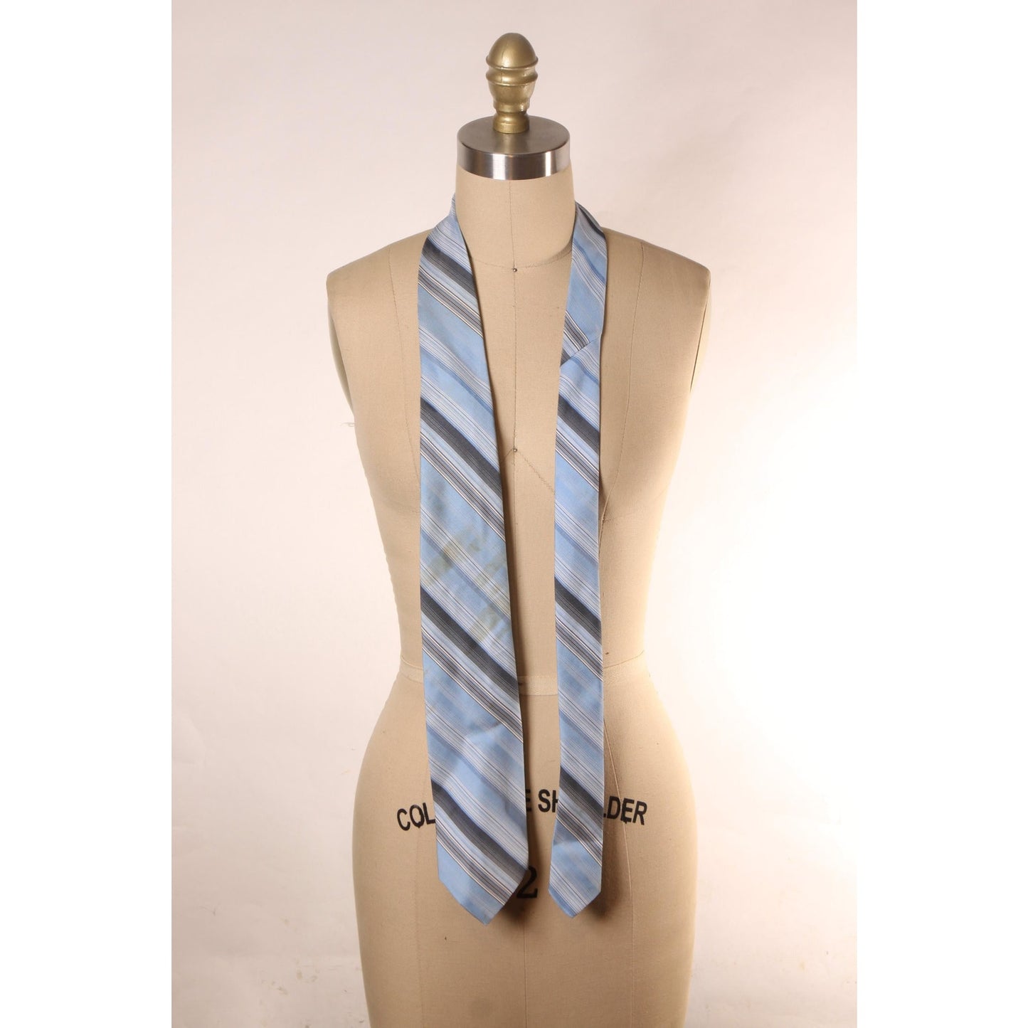 1970s Light Blue and Dark Blue Striped Necktie Tie by Brittania