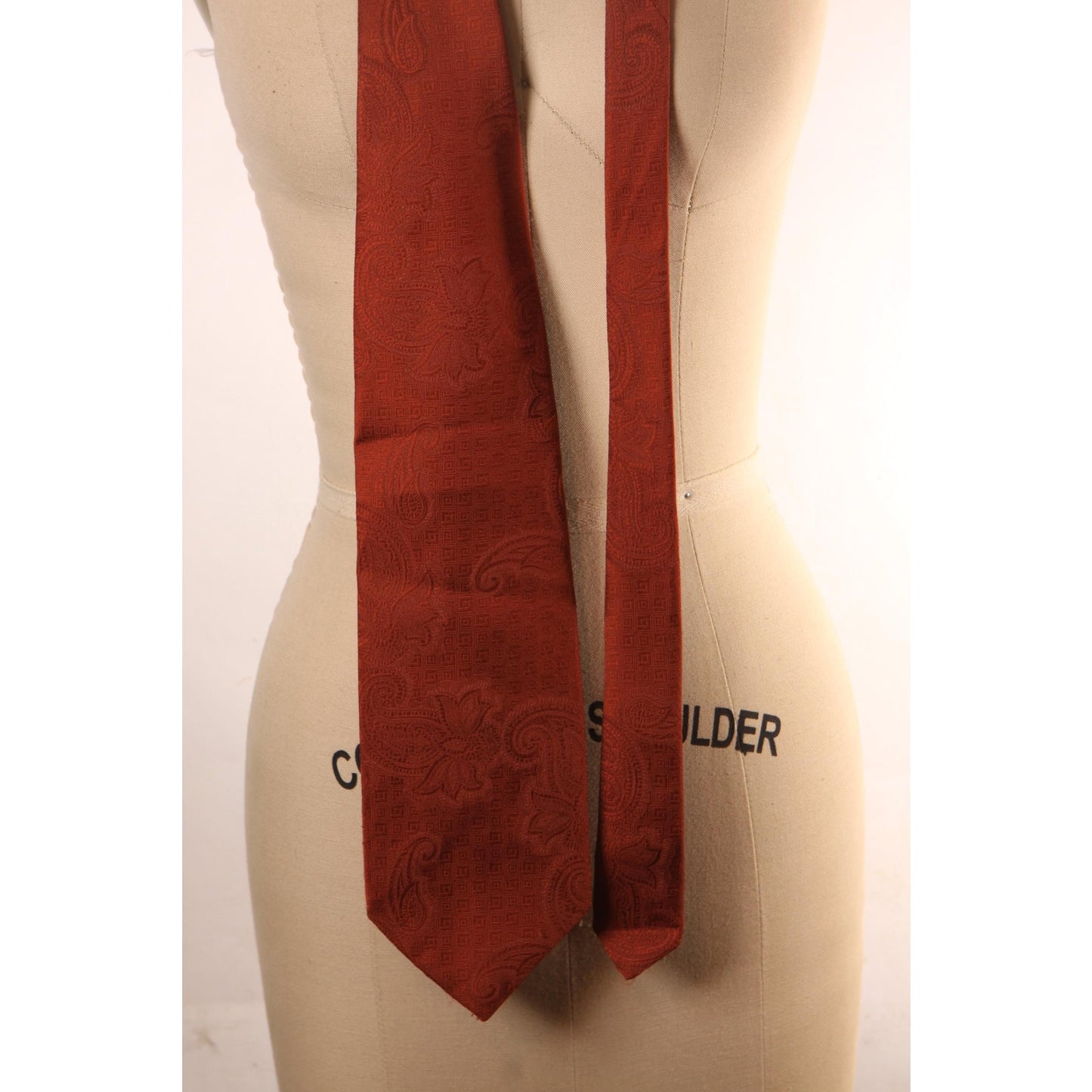 1970s Brown Orange Swirl Floral Paisley Wide Necktie Tie by Beau Brummell