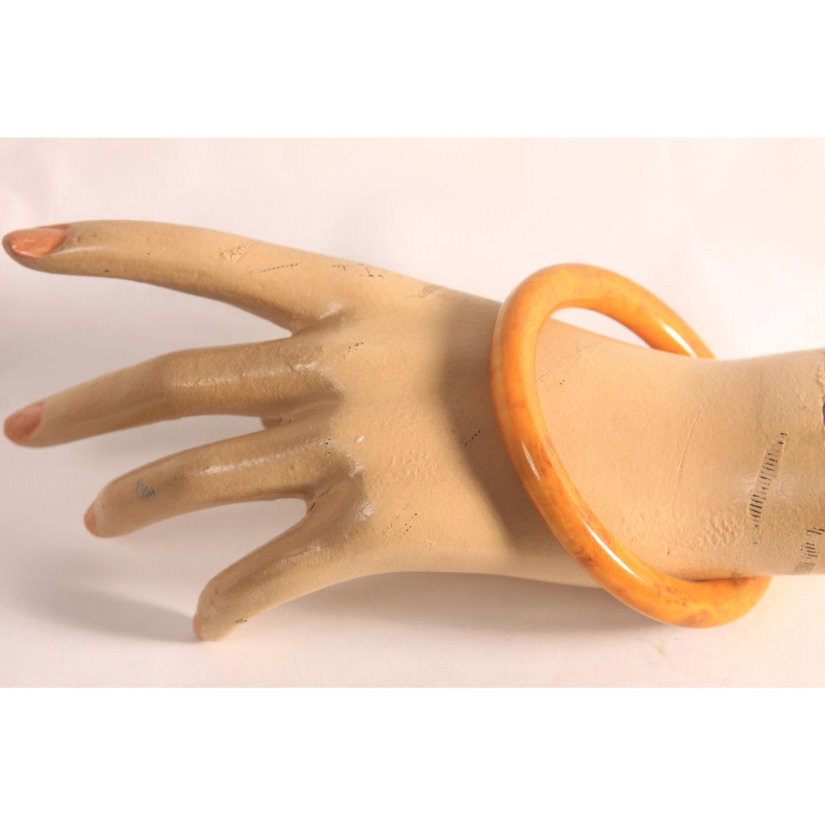 1940s 1950s Yellow Brown Butterscotch End of Day Bakelite Bangle Bracelet