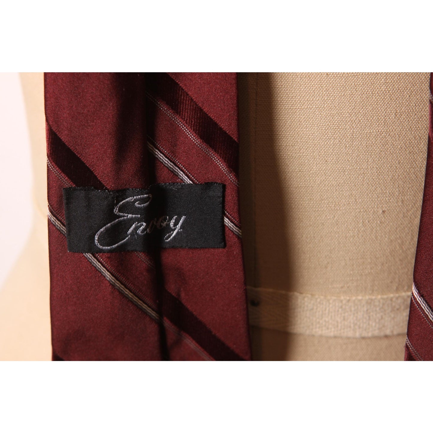 1950s Dark Red and White Striped Necktie Tie