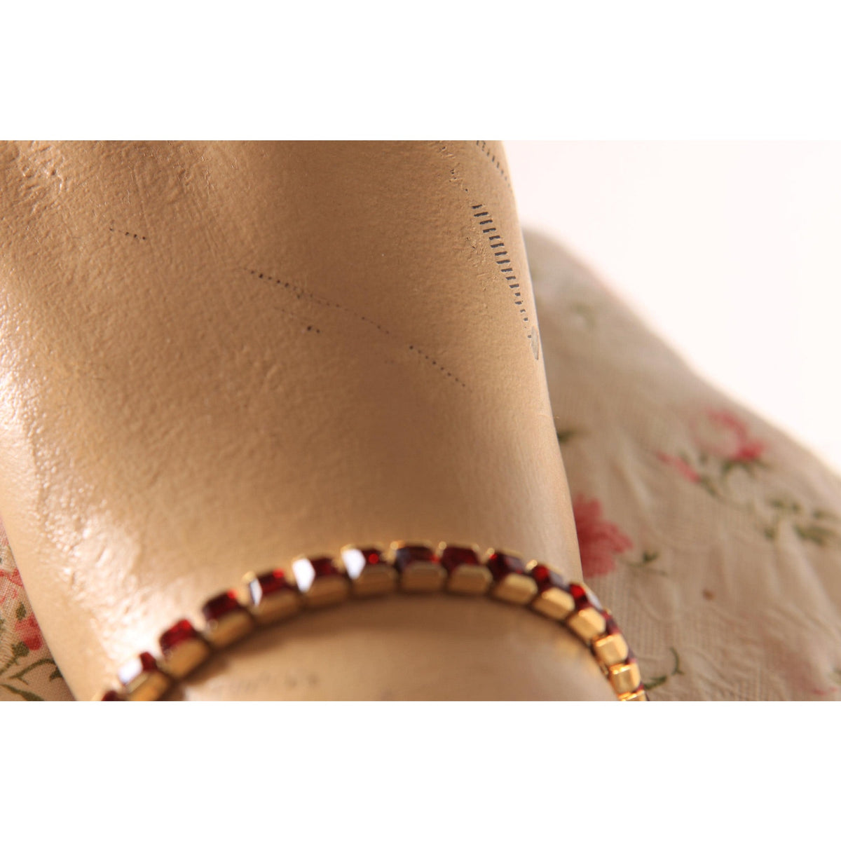 1970s Gold Tone Metal and Faux Red Jewel Rhinestone Chain Bracelet