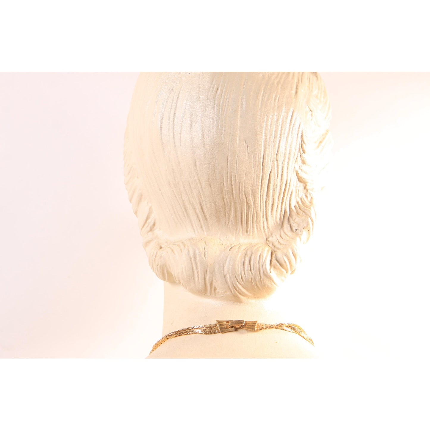 1970s Gold Tone Metal Fan Shape Pendant Necklace