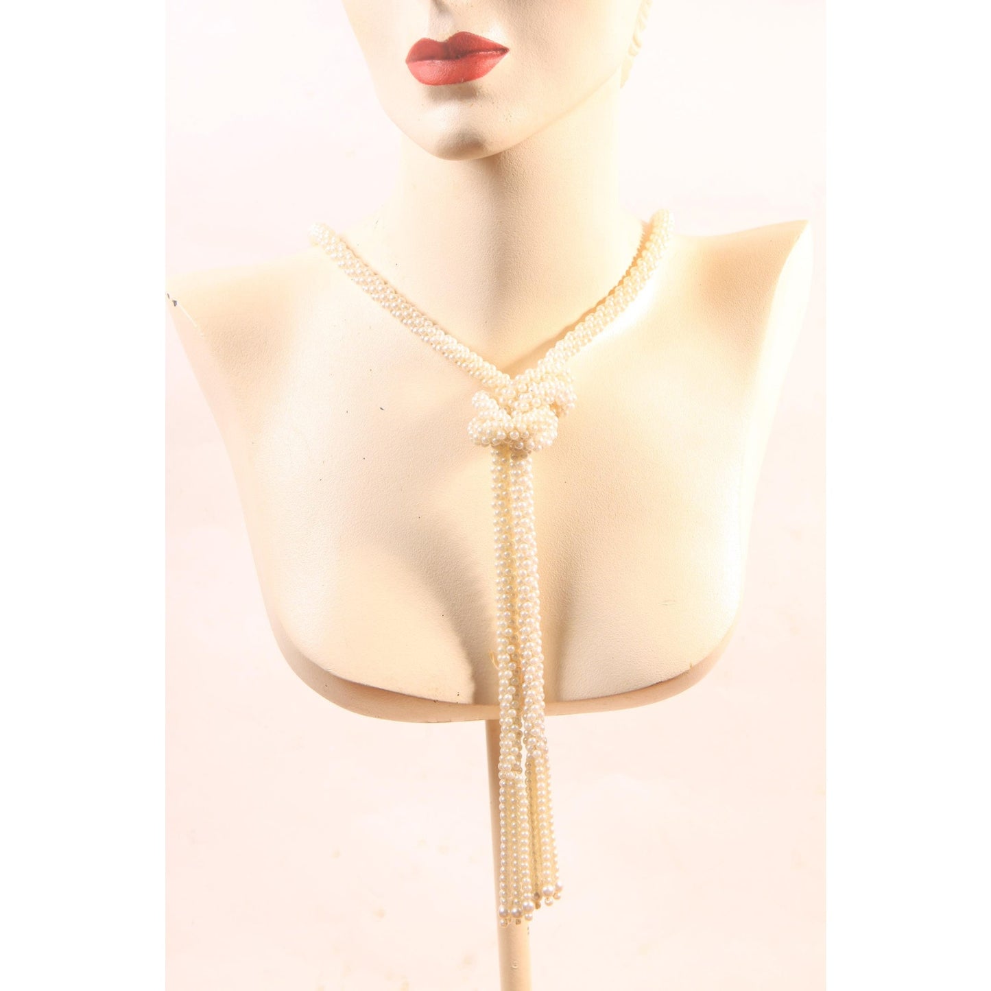 1980s Does 1920s Faux Pearl Beaded Flapper Style Necklace