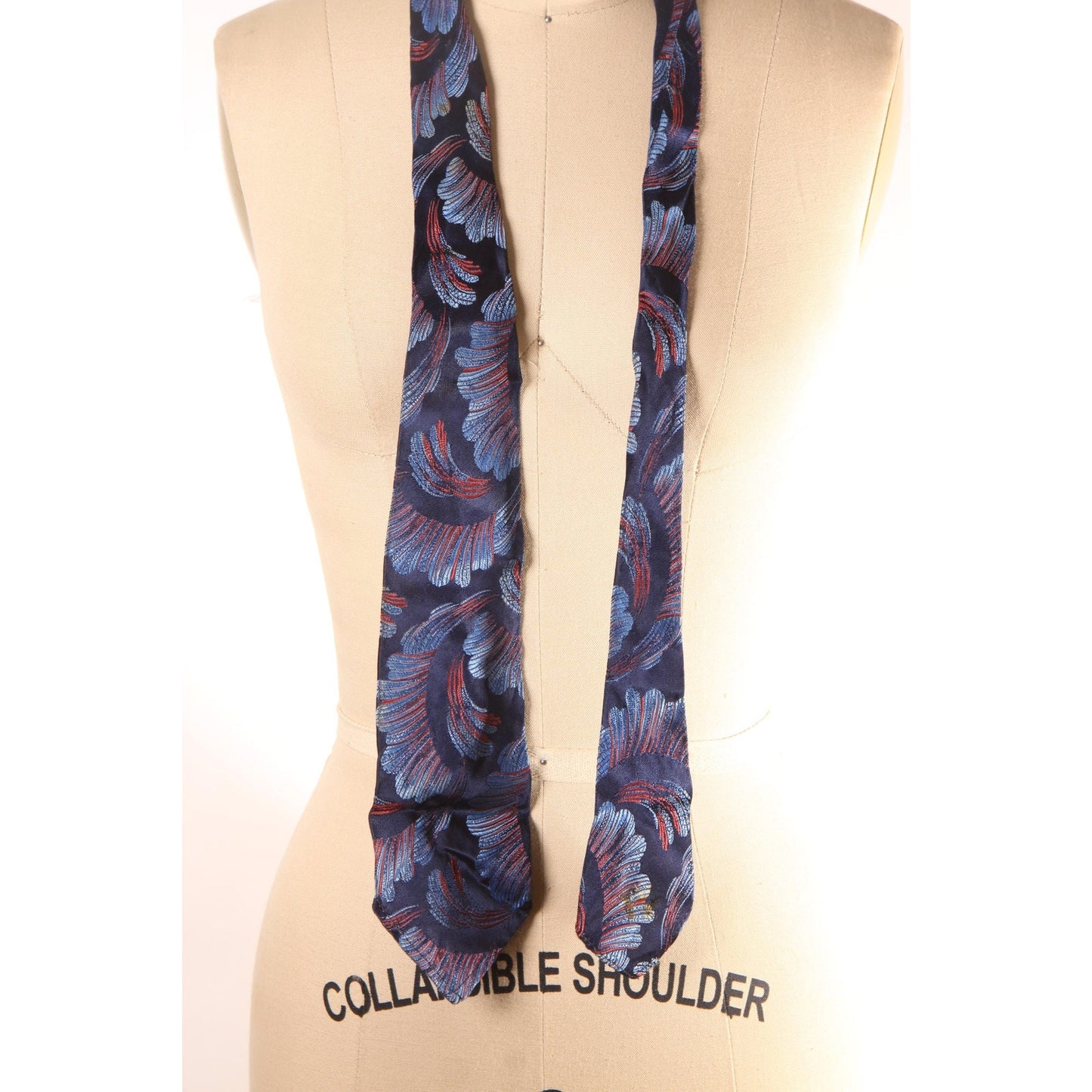 1970s Blue and Red Swirl Abstract Necktie Tie by Resisto