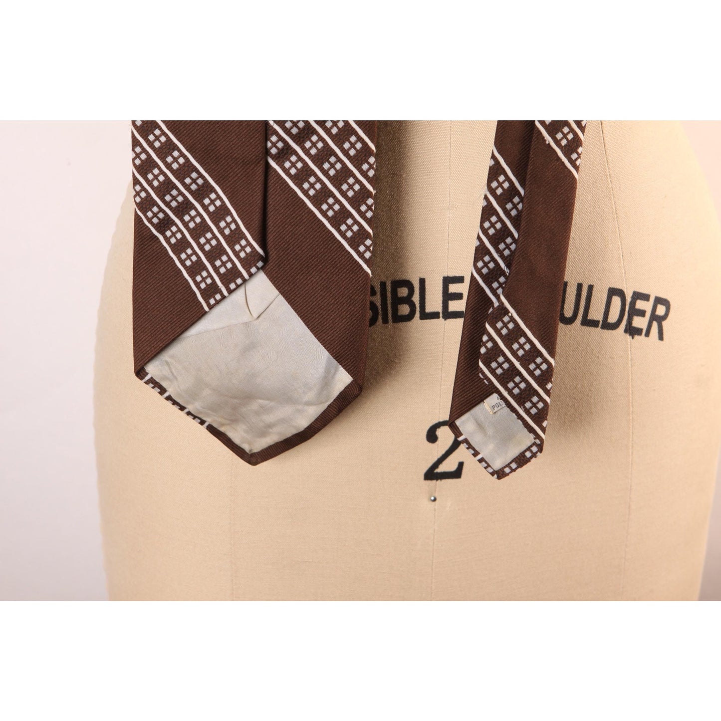 1970s Brown and White Striped Wide Necktie Tie