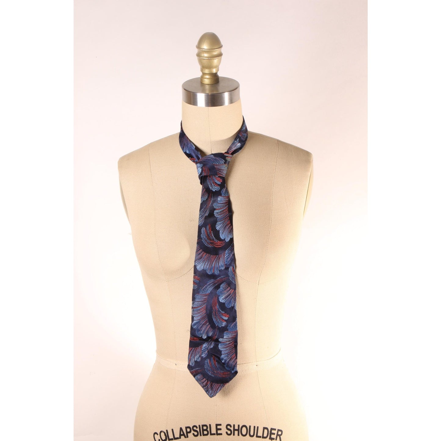 1970s Blue and Red Swirl Abstract Necktie Tie by Resisto
