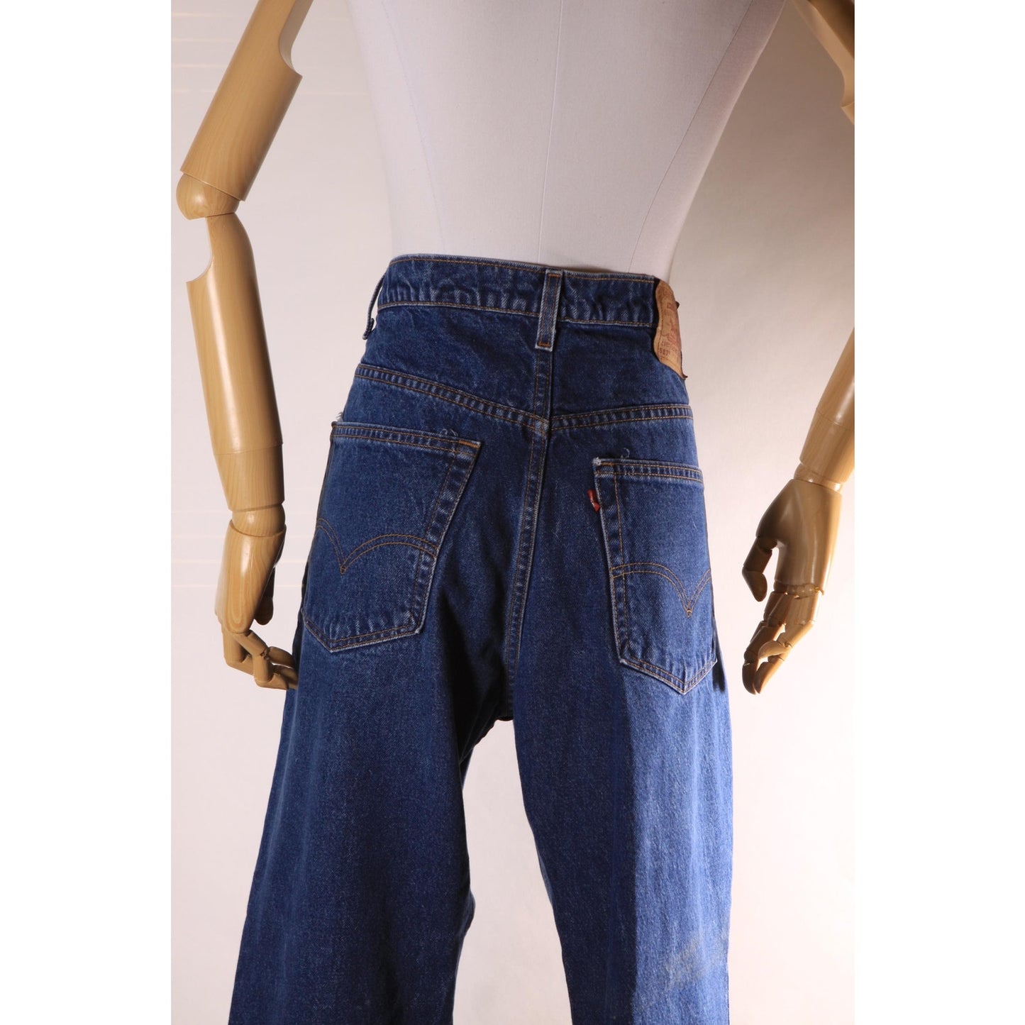 1990s Blue Denim Red Tab 517 Boot Cut Mens Jeans by Levi's- 38x31