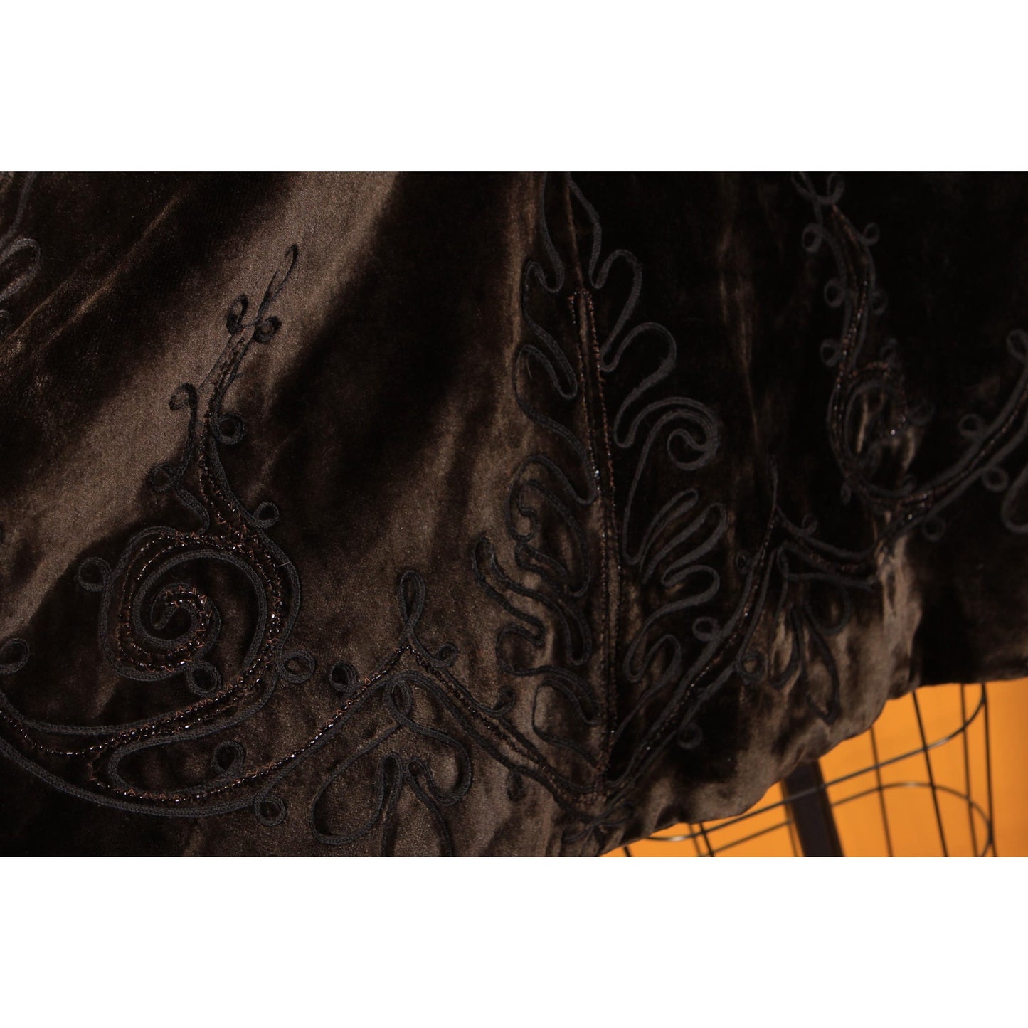 Antique 1800s 1900s Victorian Brown and Black Soutache Fur Trim Cape