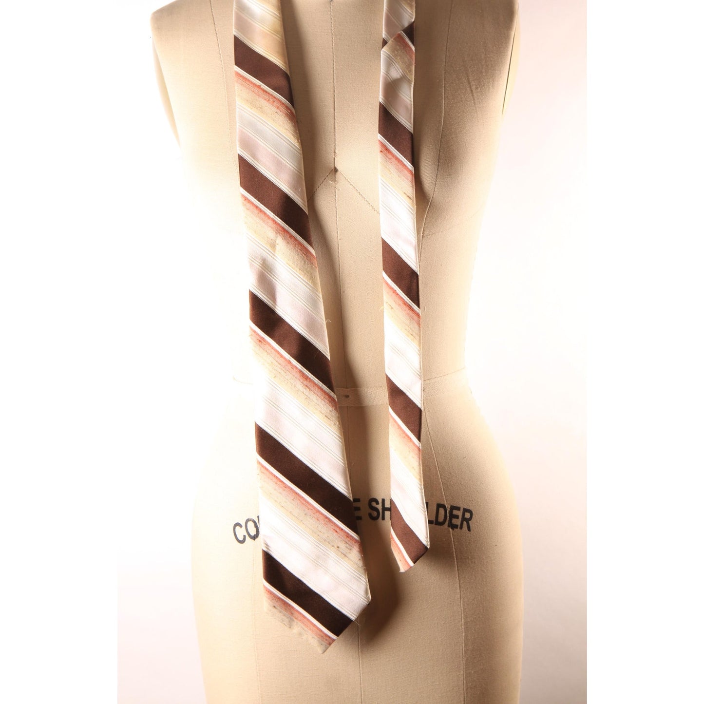 1970s Brown, Tan and Cream Striped Necktie
