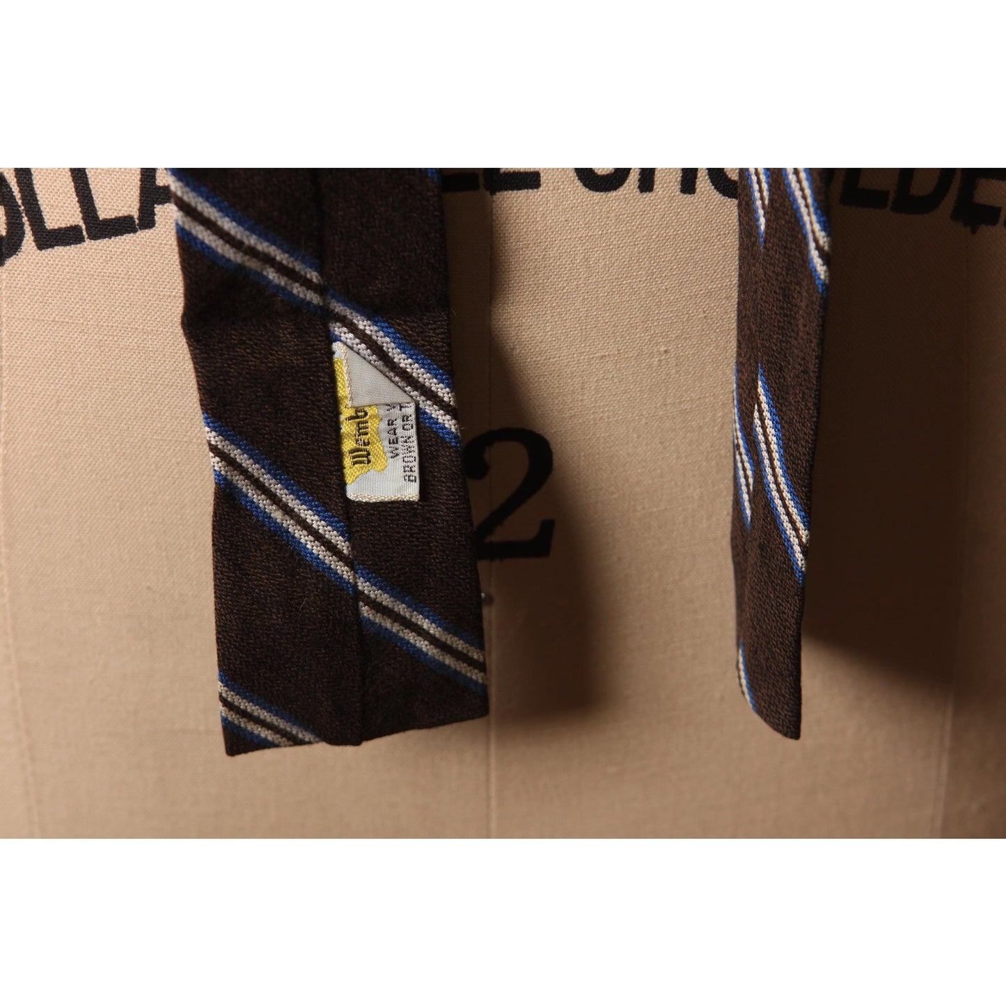 1950s Brown and Blue Striped Square End Necktie Tie by Wembley