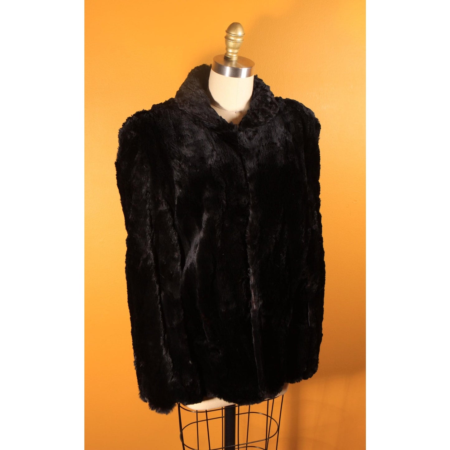 1940s Sheared Black Beaver Fur Cape by McDaniel's -M-L