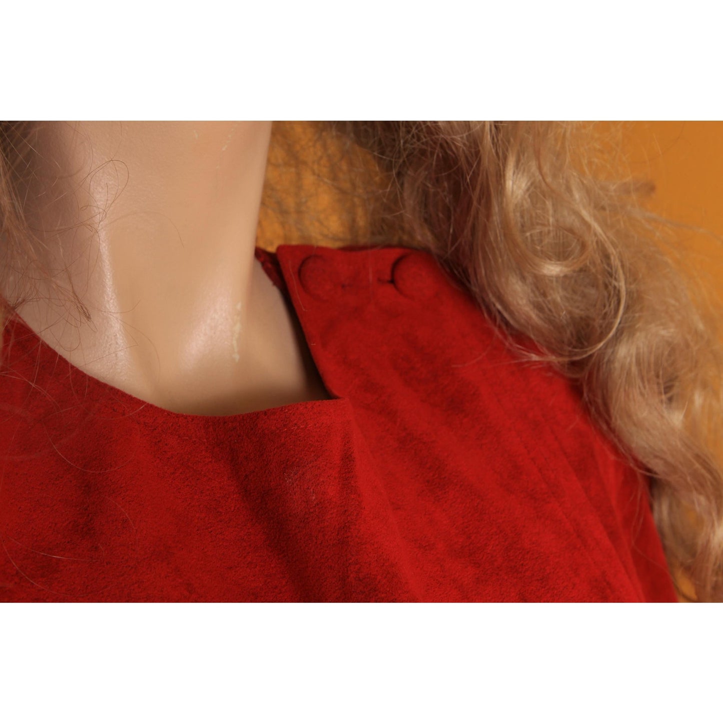 1970s Dark Red Microsuede Belted Cape with Matching Skirt Two Piece Outfit Skirt Suit -XL