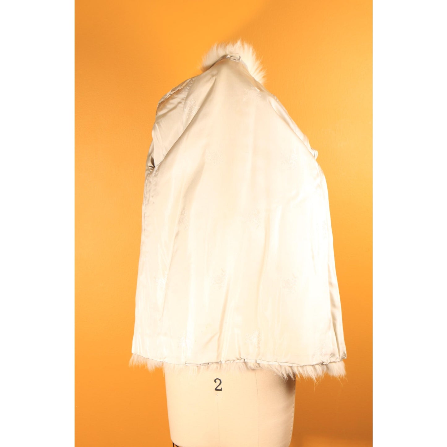 Late 1970s Early 1980s White and Gray Fox Fur Long Sleeve Coat -S