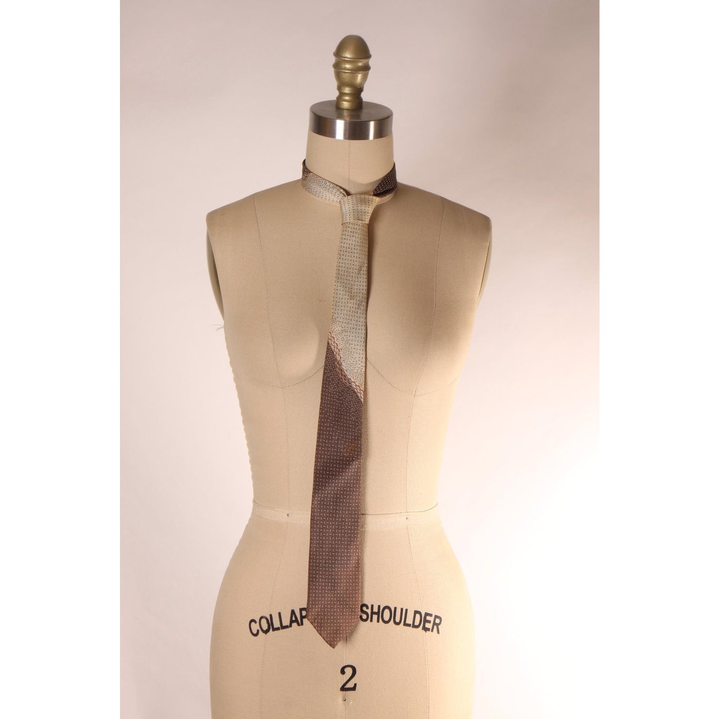 1960s Tan and Brown Abstract Swirl Necktie Tie by Authentic Botany Ties