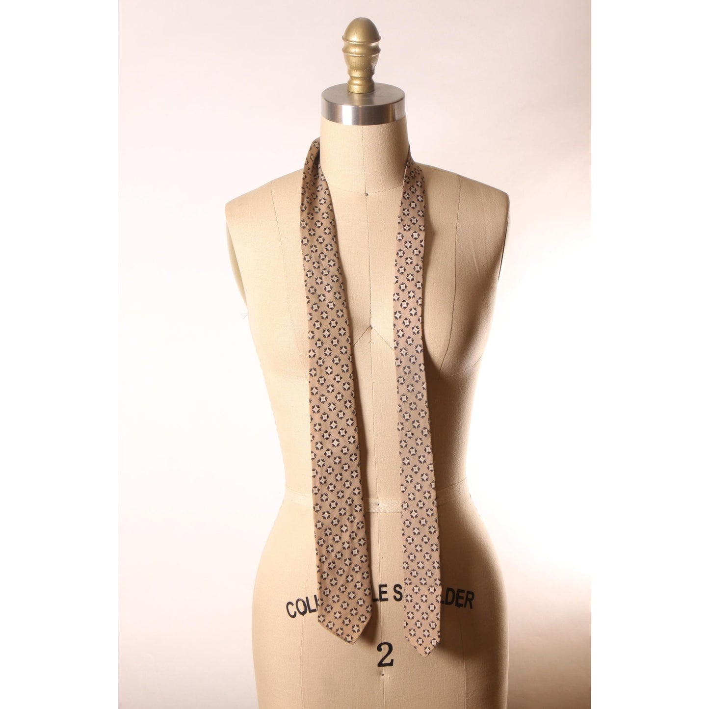 1950s Tan and Black Atomic Starburst Necktie Tie by Palm Beach by Beau Brummell