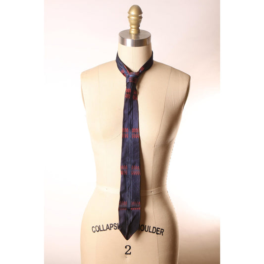 1950s Blue and Red Pattern Necktie Tie by Riviera by Pilgrim