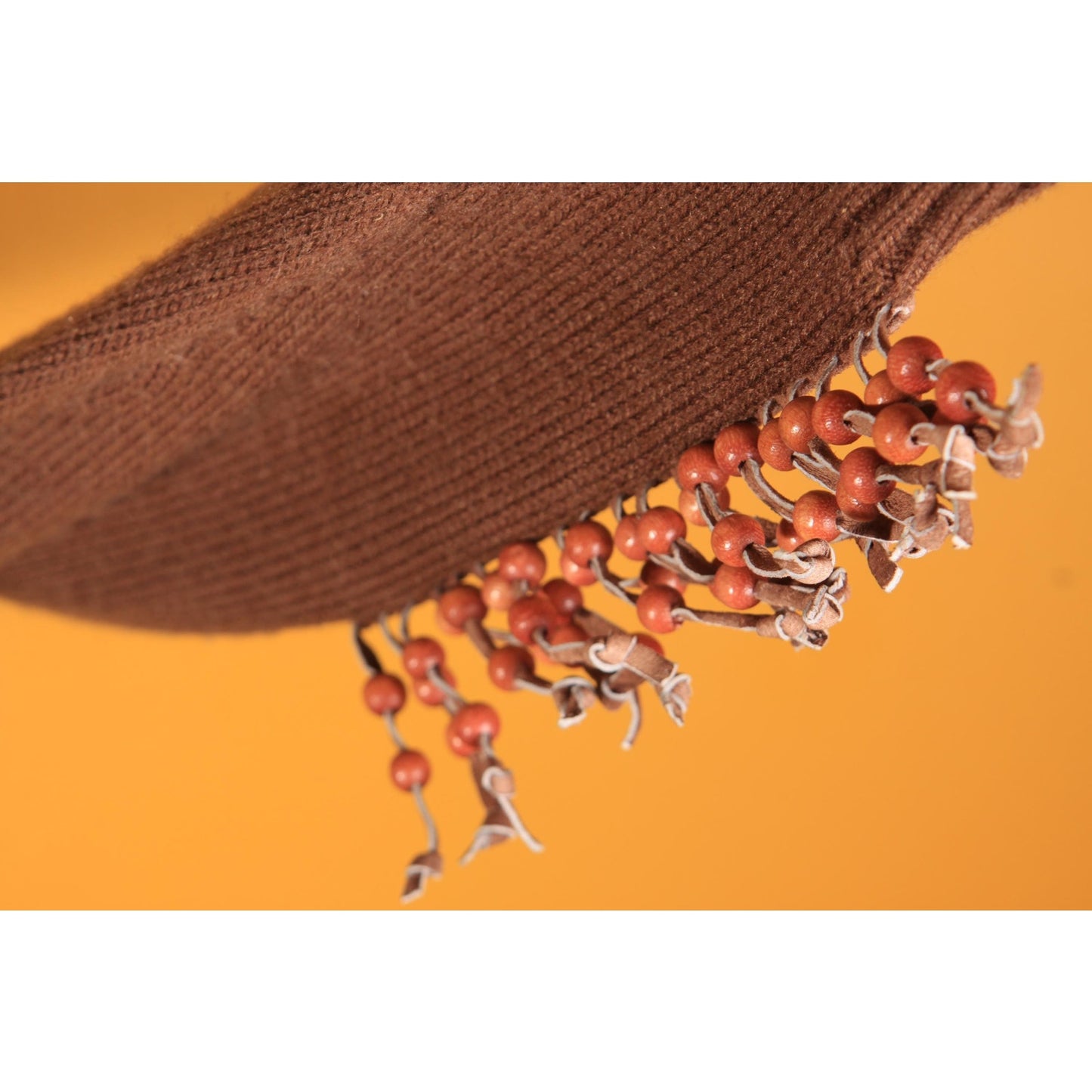 1970s Brown Suede Leather Fringe Beaded Pullover Sweater by Miller Miller Miller -L