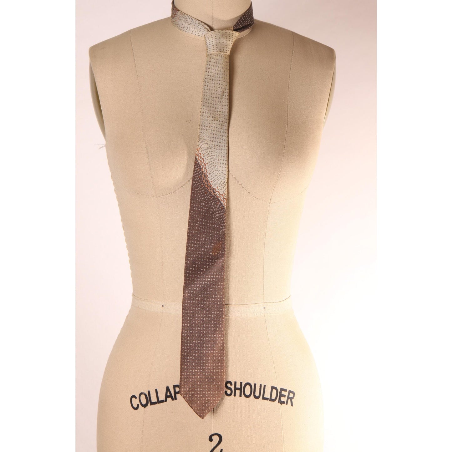 1960s Tan and Brown Abstract Swirl Necktie Tie by Authentic Botany Ties