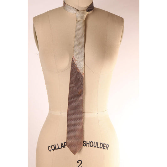 1960s Tan and Brown Abstract Swirl Necktie Tie by Authentic Botany Ties