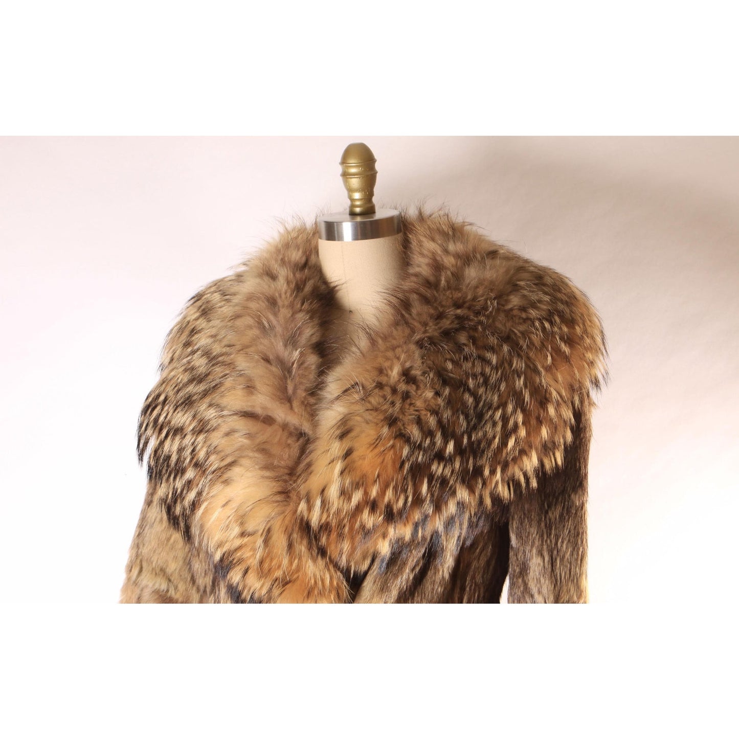 1970s Raccoon Fur Long Sleeve Quilted Lining Princess Coat