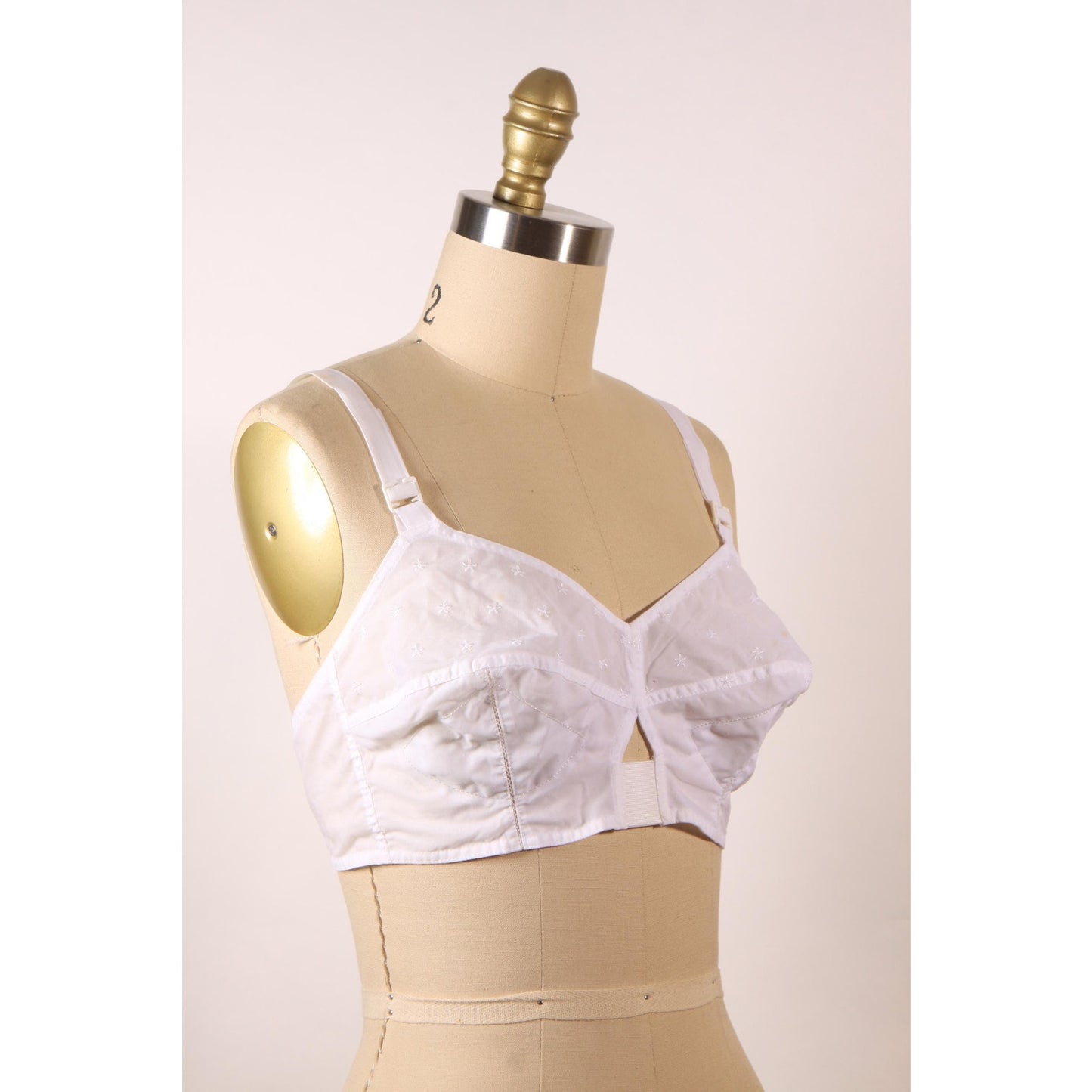 1970s Does 1950s White Floral Embroidery Open Bust Pin Up Style Bra by Gelmart-38B