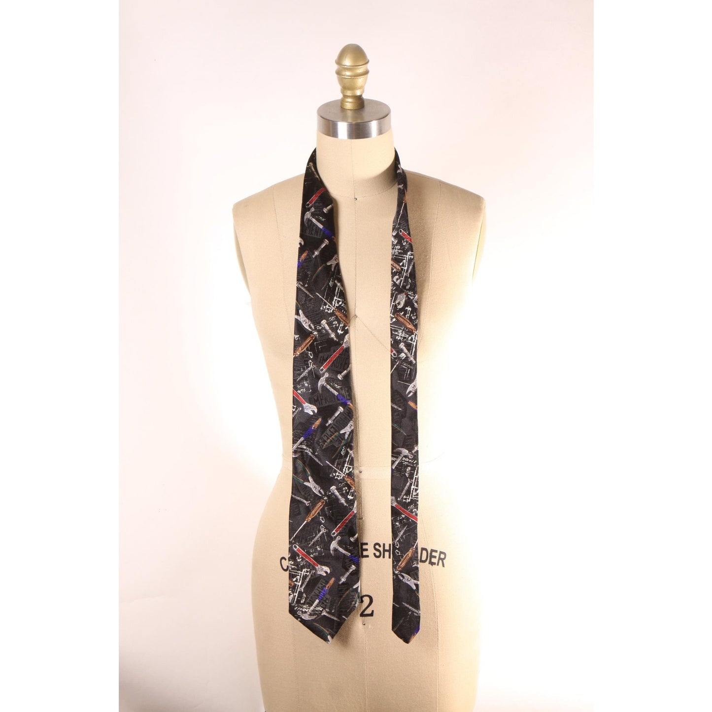 1990s Black, Gray, Red and Blue Novelty Tools Home Improvement Necktie Tie by Home Improvement
