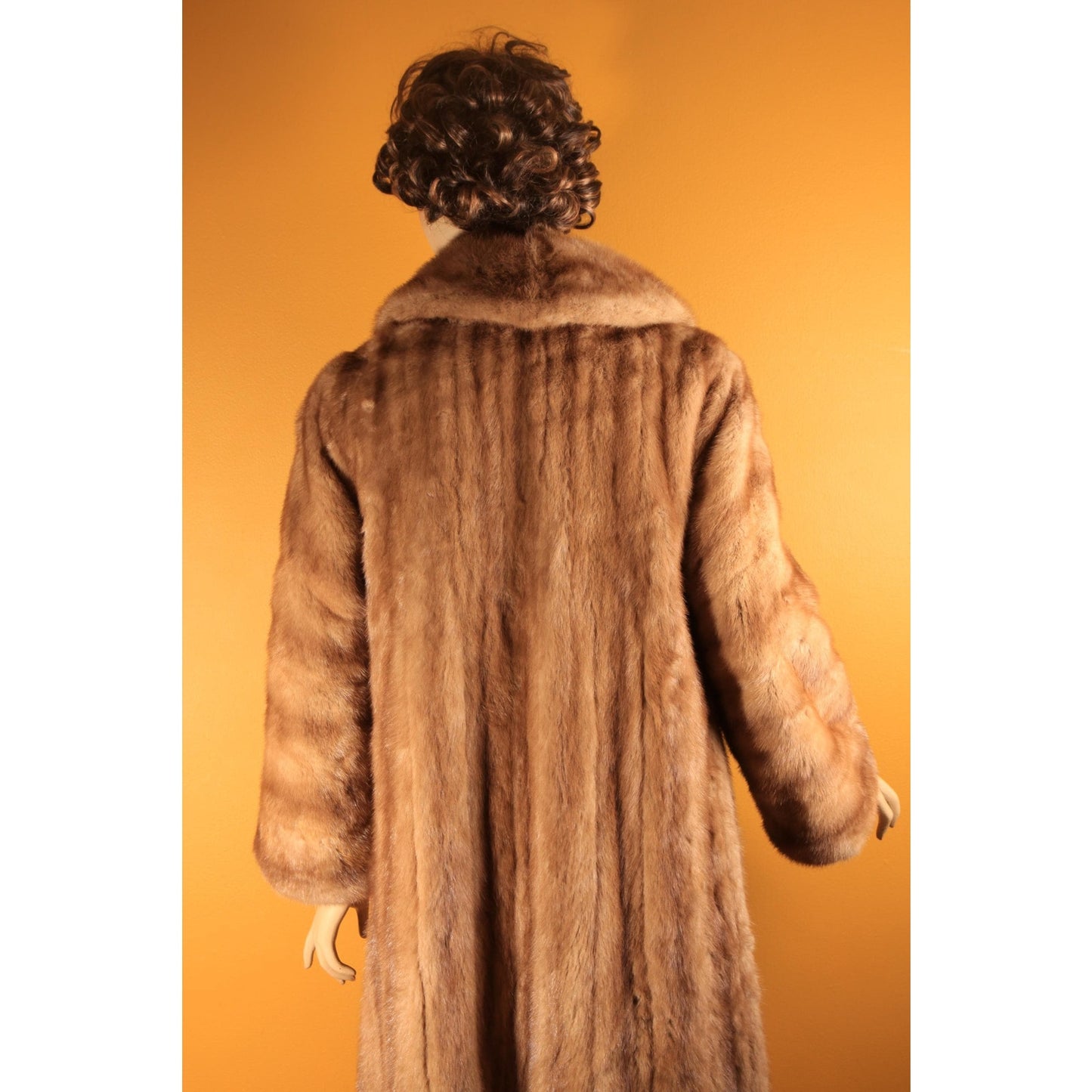 1950s Honey Brown Long Sleeve Mink Fur Coat by Paul Klink Furs -L