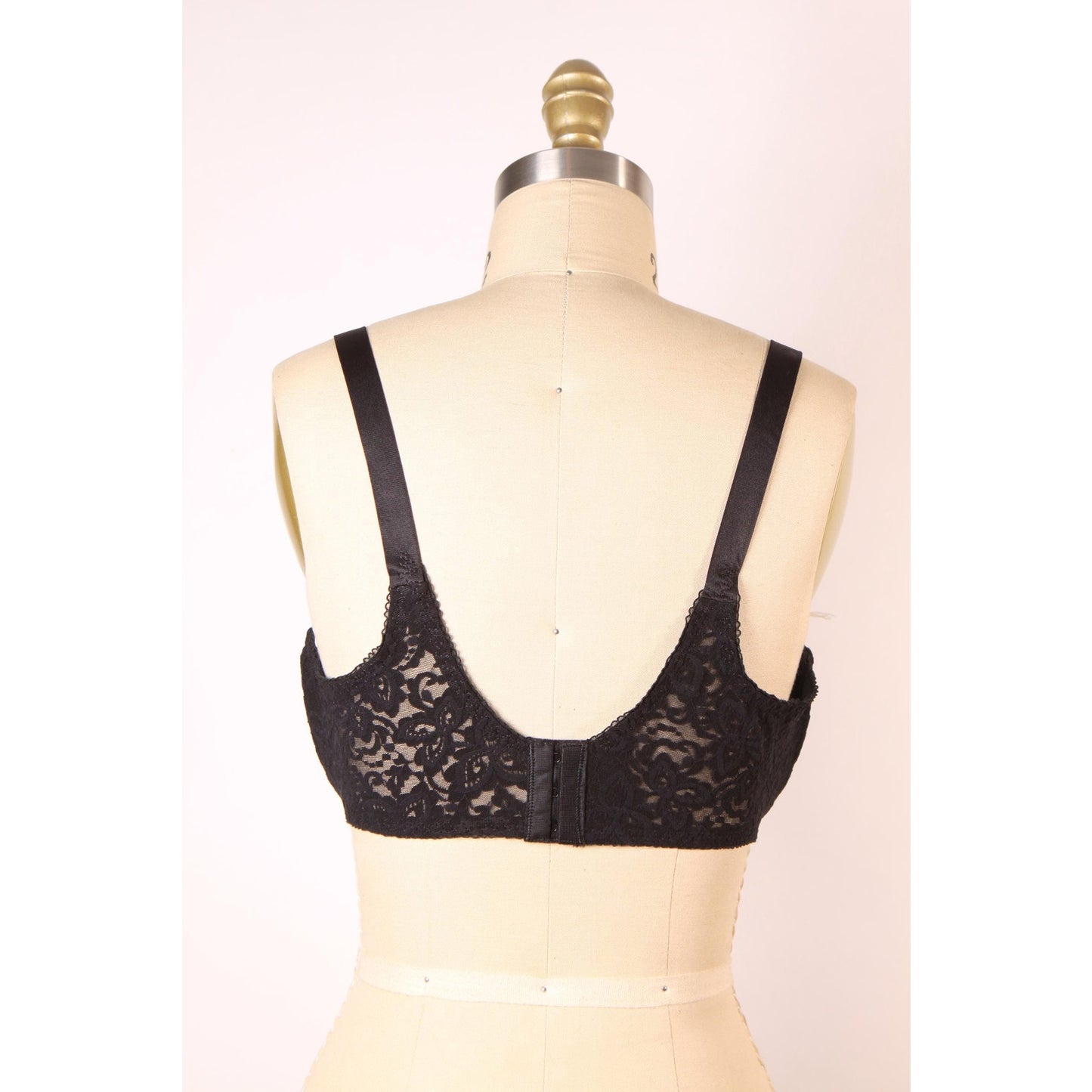 1980s Sheer Black Floral Lace Bow Detail Bra by Bali-38D