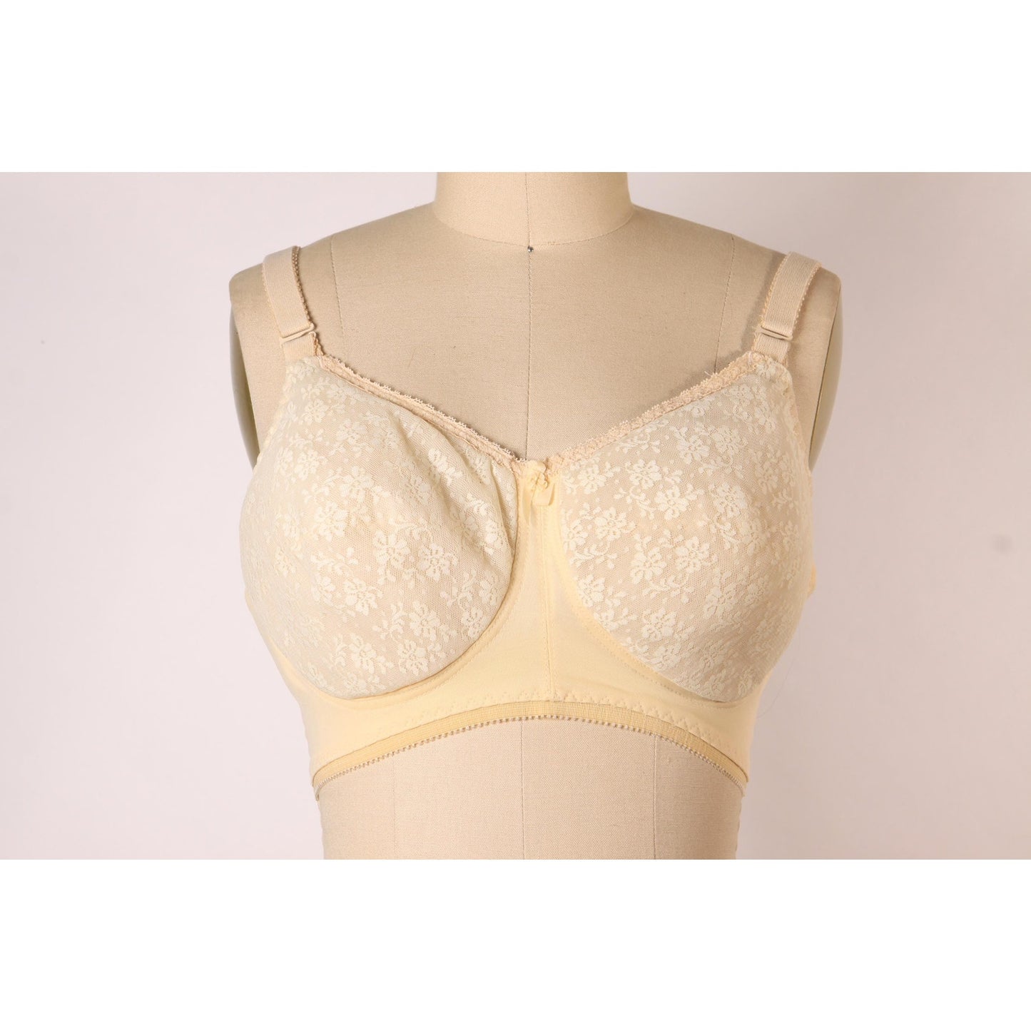 1970s Beige Skin Tone Floral Lace Inflatable Bra by Fredericks of Hollywood-38C