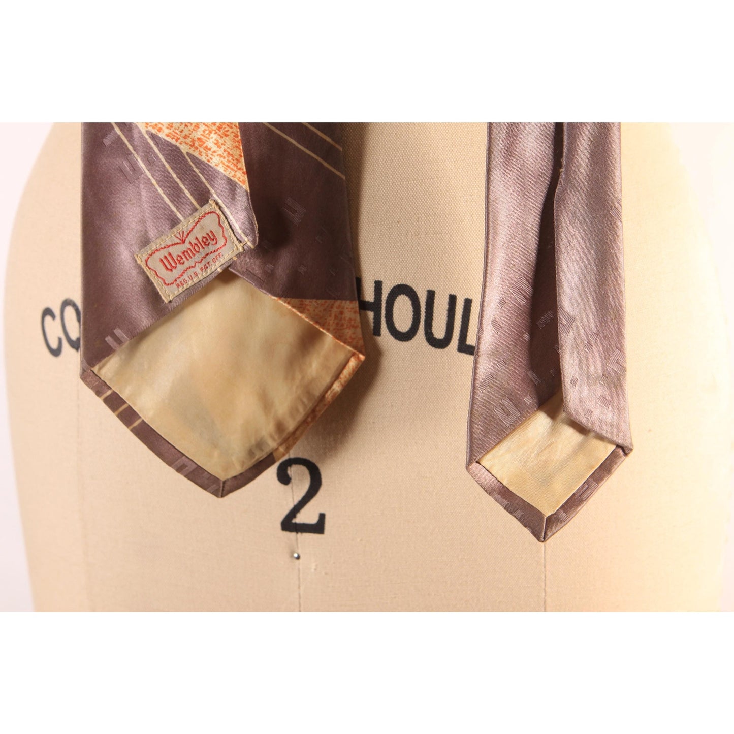 1950s Gray and Tan Abstract Swirl Necktie Tie by Wembley