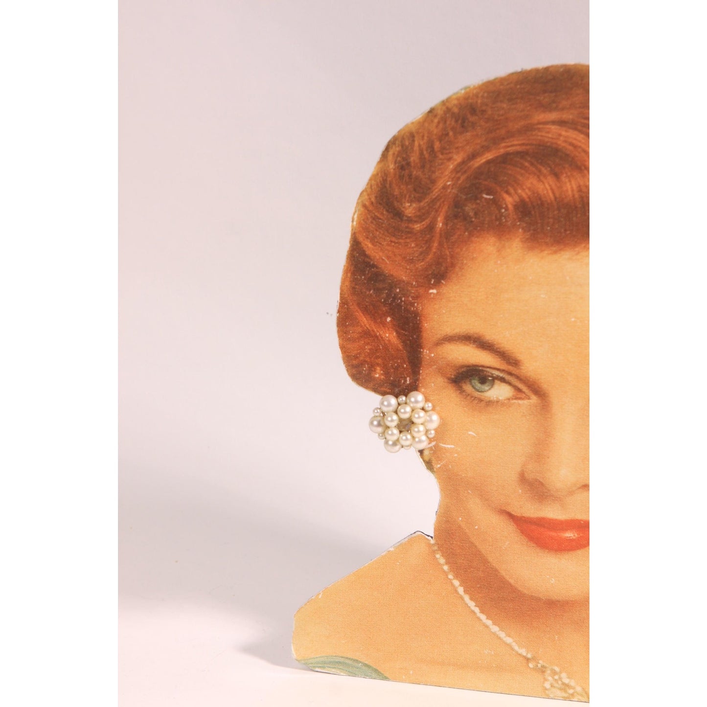 1950s 1960s White Beaded and Clear Cluster Clip On Earrings