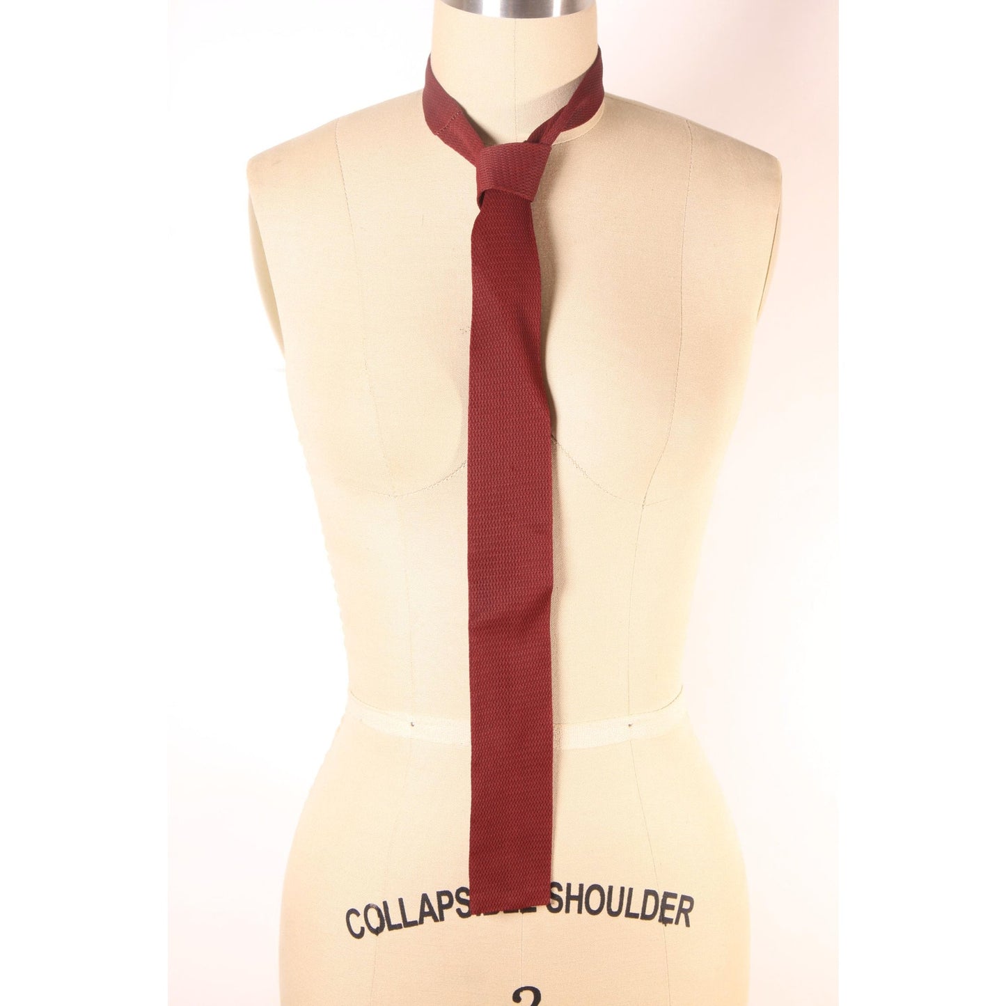 1950s Dark Red Square Bottom Necktie Tie by Cavalier