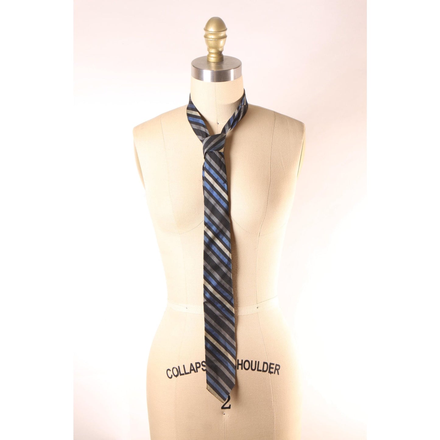 1950s Blue, Black and Gray Striped Necktie Tie by Regal