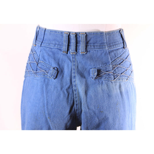 1970s Braided Woven Blue Denim Jeans by J. Daniel -34