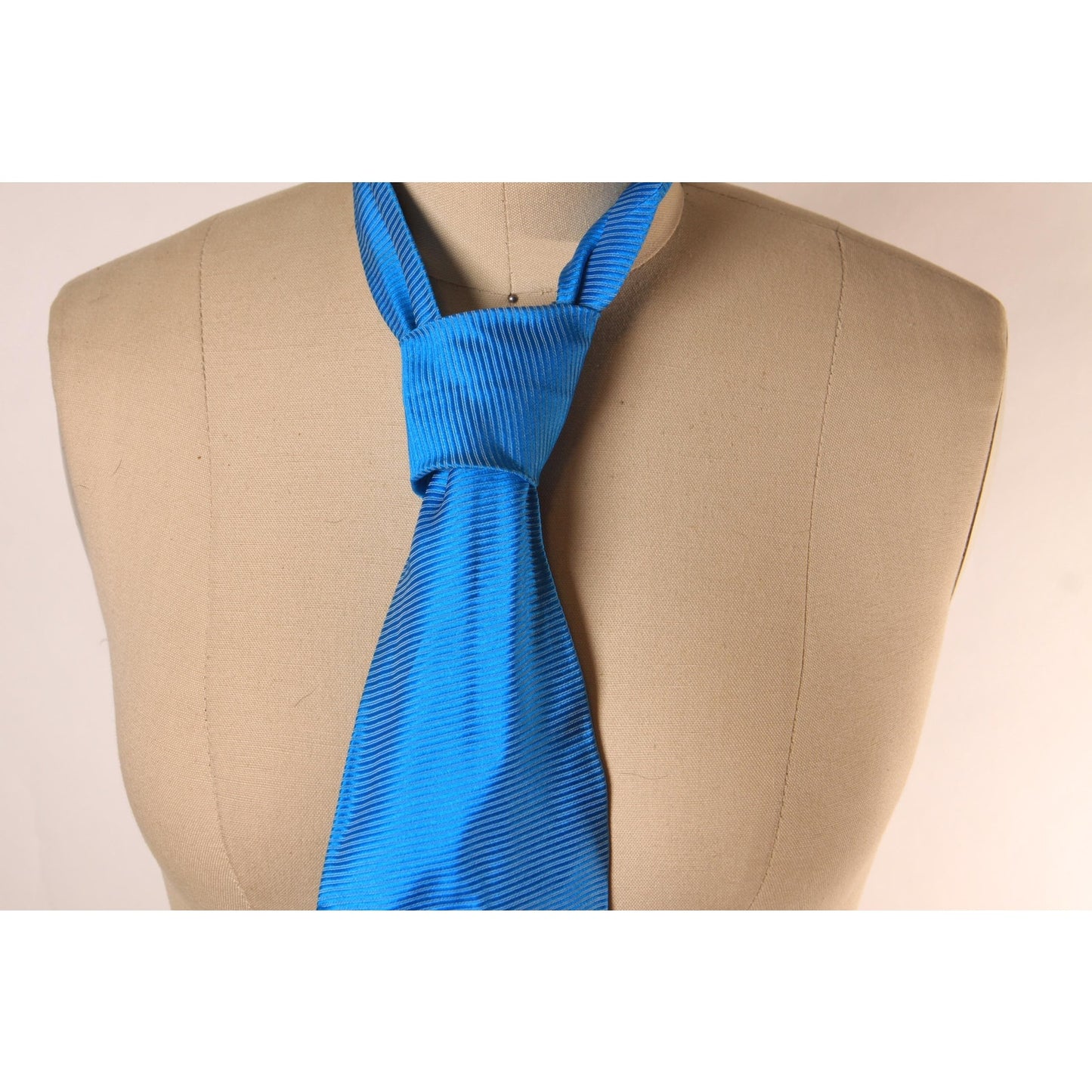 1970s Electric Blue Striped Acetate Wide Necktie Tie