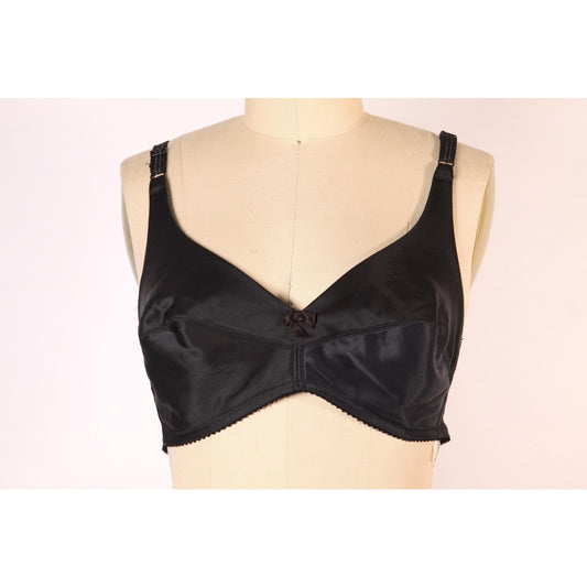 1970s Black Lightly Padded Bow Detail Bra by Montgomery Ward-38B