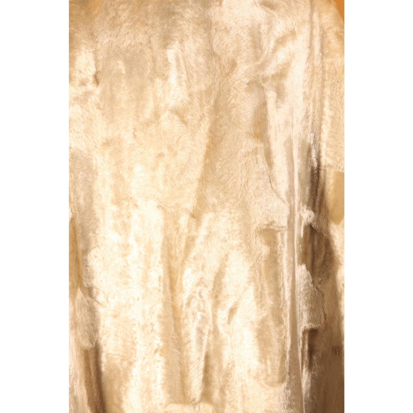 1960s Cream Off White Faux Fur Crushed Velvet Fitted Cape Coat by Betty Rose