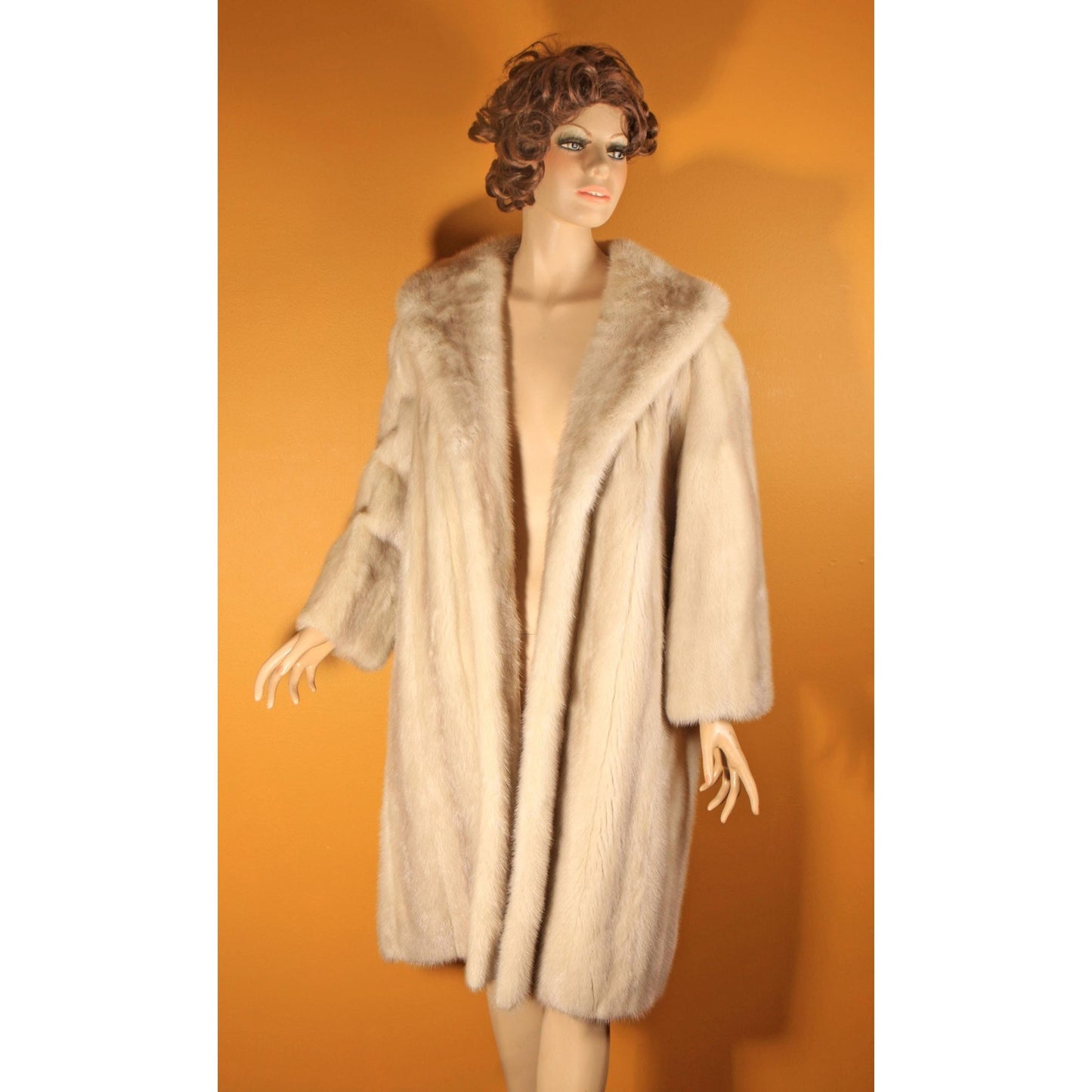 1950s Blonde Cream Off White Long Sleeve Mink Fur Coat by Irene of London -M-L