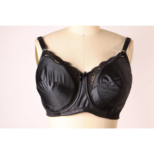 1970s 1980s Black Floral Lace Trim Bow Detail Bra by Playtex-38D