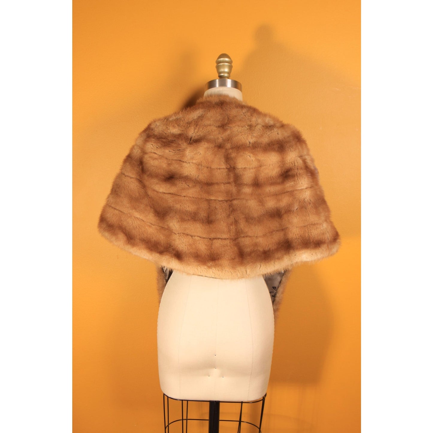 1950s Honey Brown Mink Fur Shawl Fur Wrap by Creasy Furs