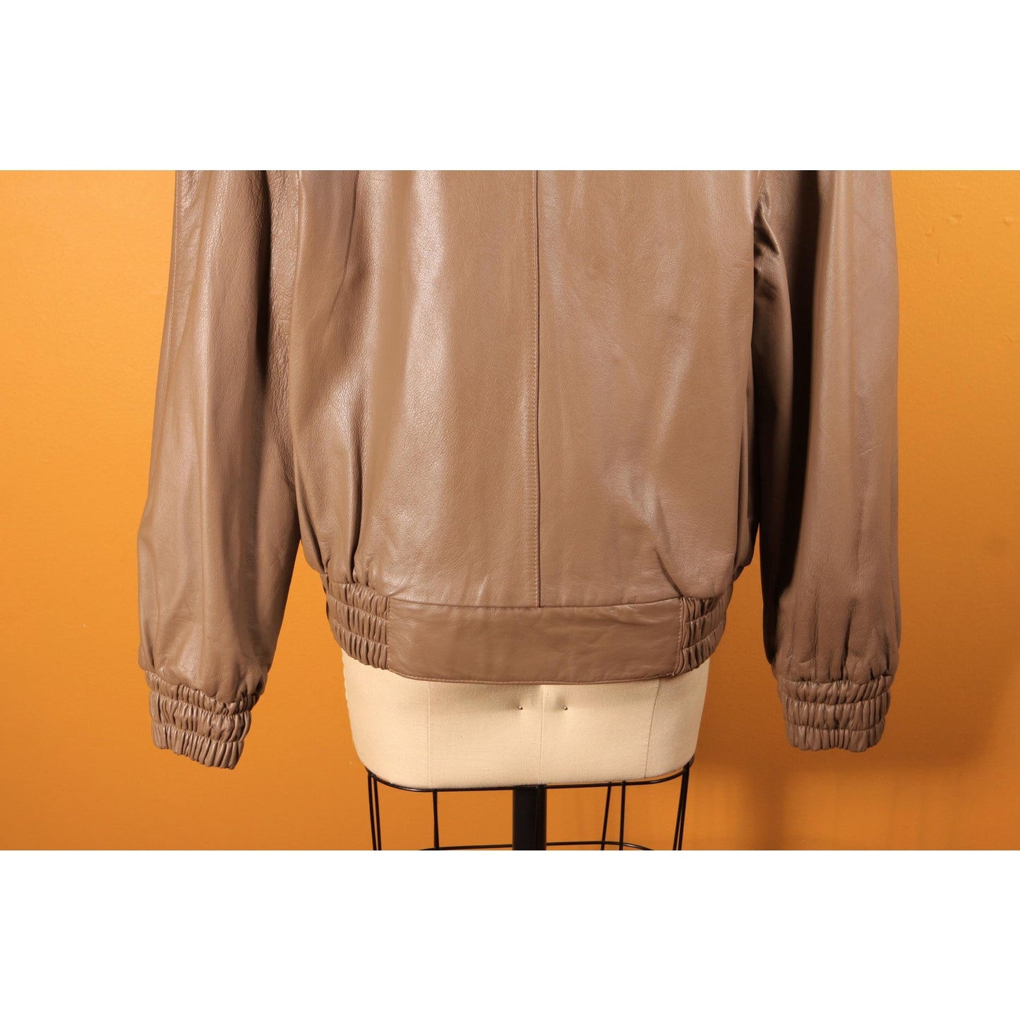1980s Brown Mink Fur and Tan Leather Reversible Bomber Jacket Coat -M-L