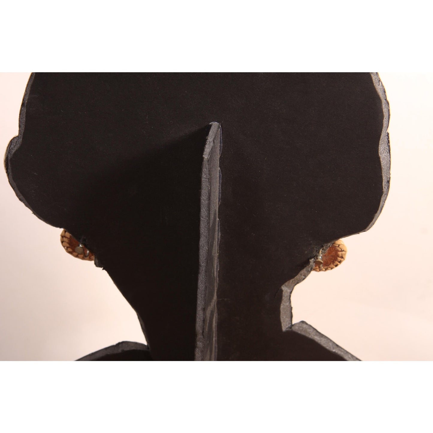 1950s Tan and Brown Woven W Shape Leather Circle Western Screw Back Earrings