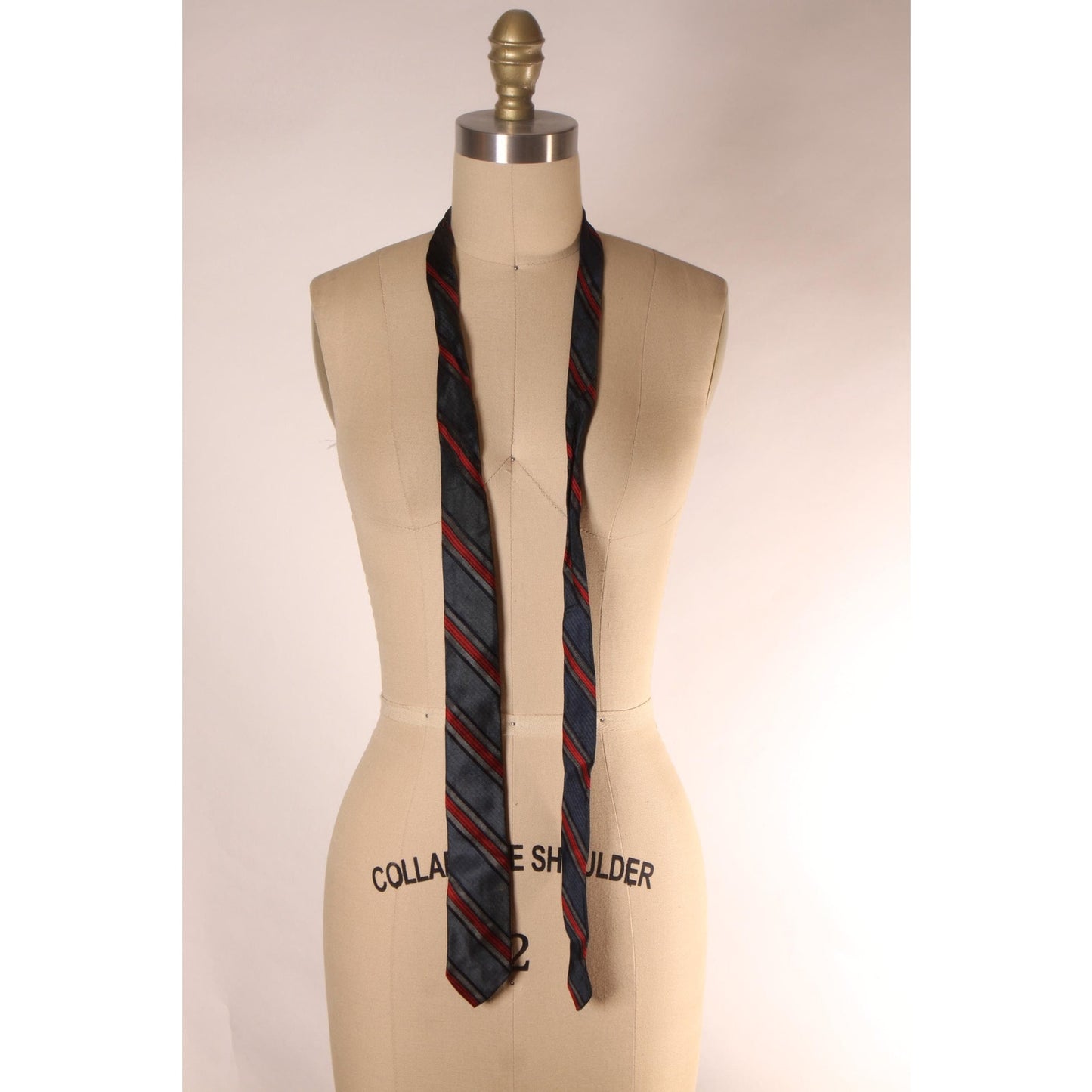 1950s Navy Blue and Red Striped Necktie Tie