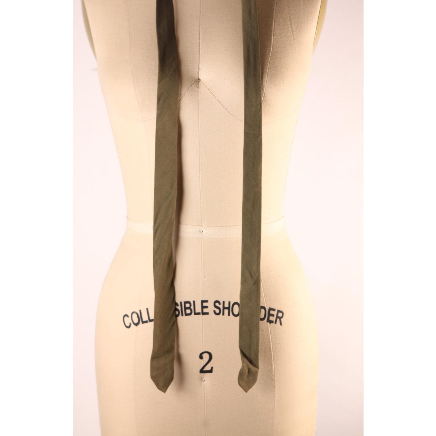 1950s Army Green Skinny Necktie Tie