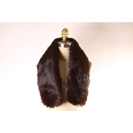 1940s Dark Brown Mink Fur Velvet Backing Shoulder Fur Wrap