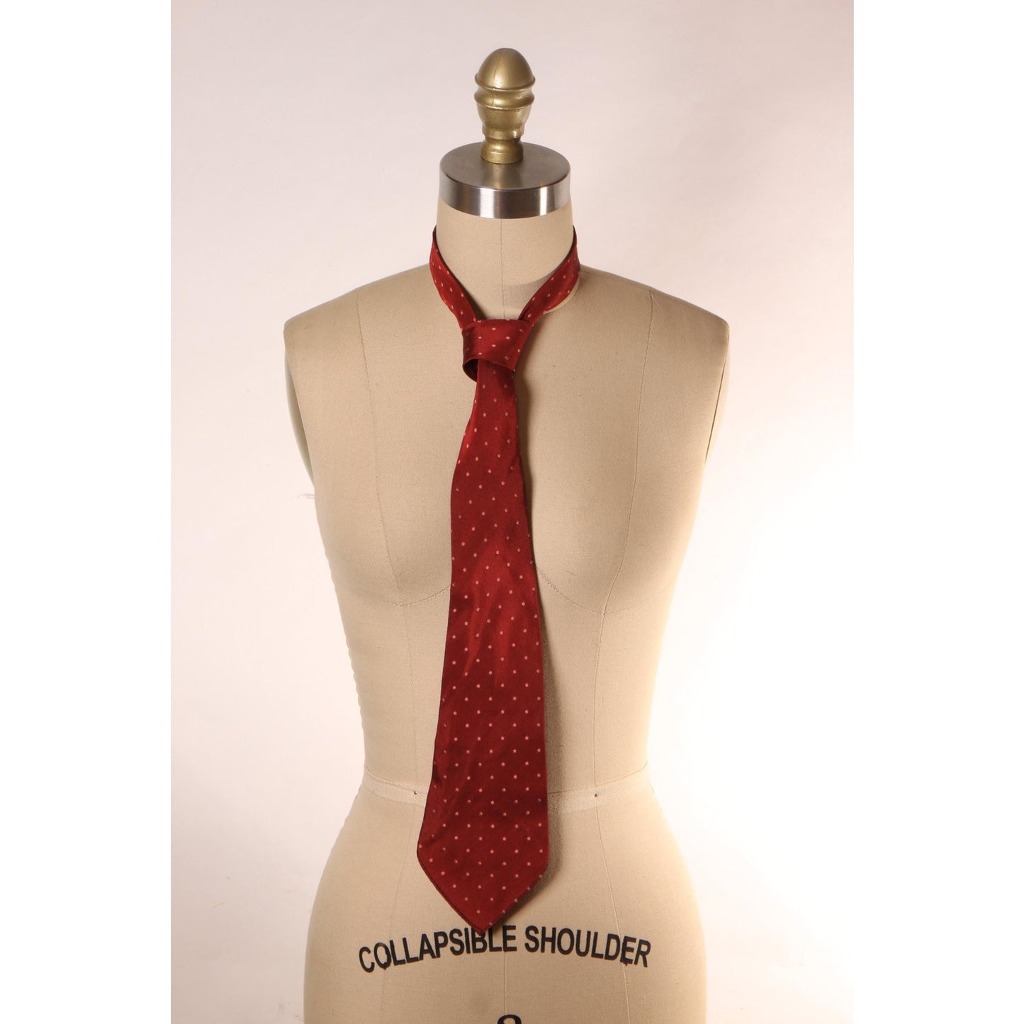1950s Dark Red Polka Dot Embroidered Necktie Tie by Bond Clothes