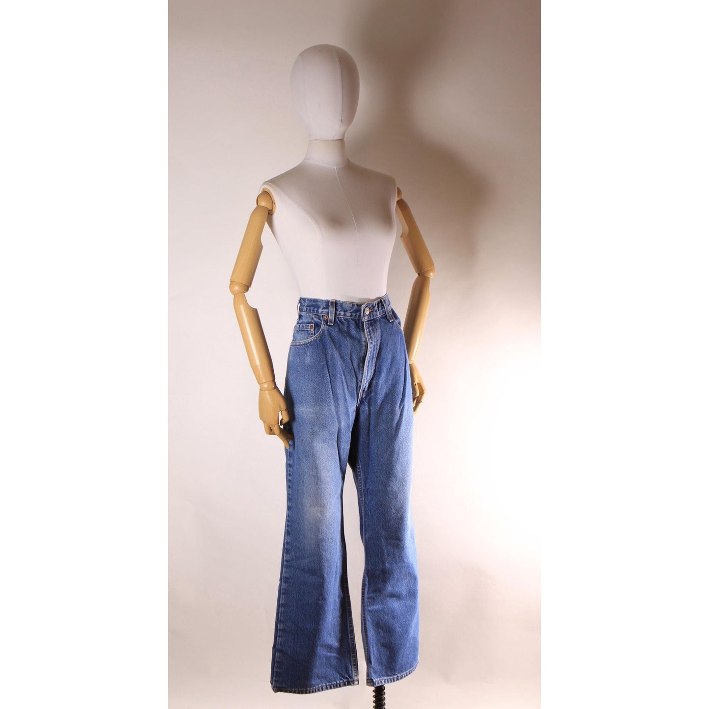 1990s Blue Denim Red Tab 517 Boot Cut Mens Jeans by Levi's- 38x30