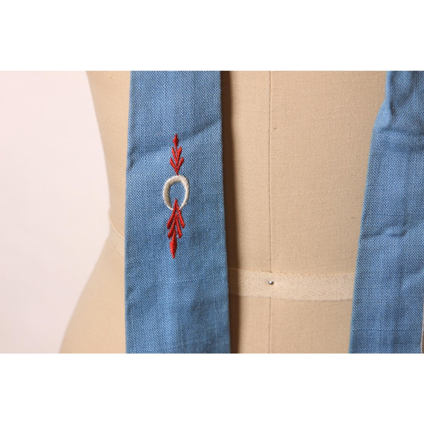 1950s Light Blue and Red Square End Necktie Tie by Soap N' Water