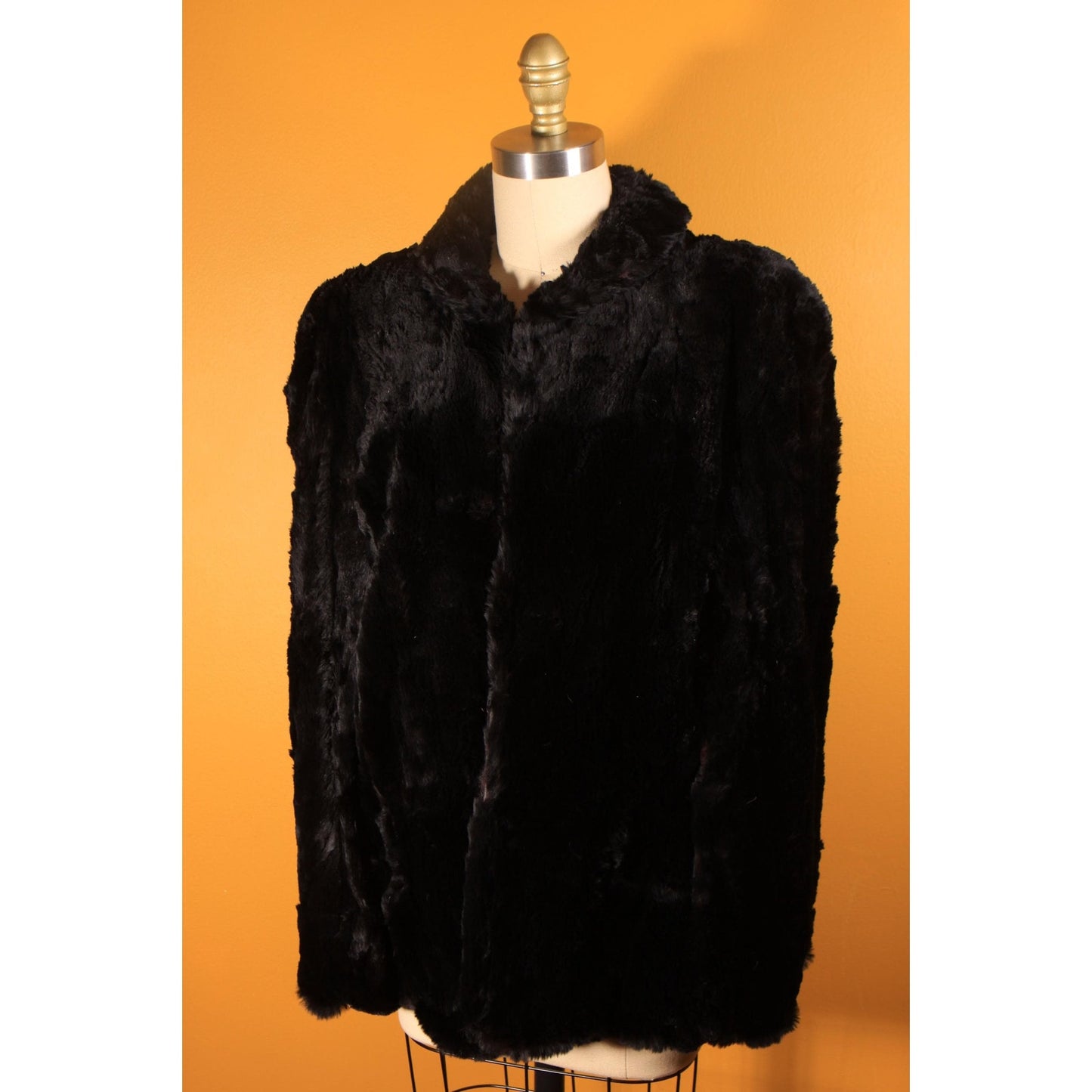 1940s Sheared Black Beaver Fur Cape by McDaniel's -M-L